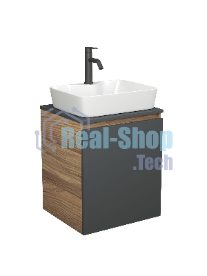 Тумба Bau Dream Blackwood 50 графит, раковина BAU Cerama 48х37 белая, смеситель Hotel Dream Black, нерж. сталь, черный