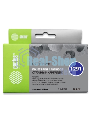 Картридж струйный Cactus CS-EPT1291 (T1291) черный (15 мл) для Epson Stylus Office B42/BX305/BX305F/BX320/BX525/BX625/SX420/SX425/SX525/SX620