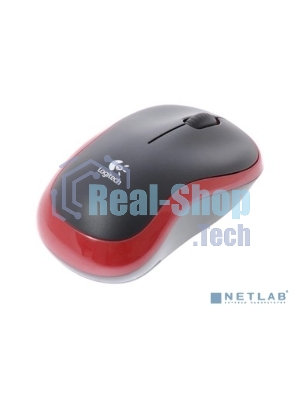 Мышь беспроводная Logitech M185, красный, 1000 dpi, радиоканал, USB, кнопки - 3