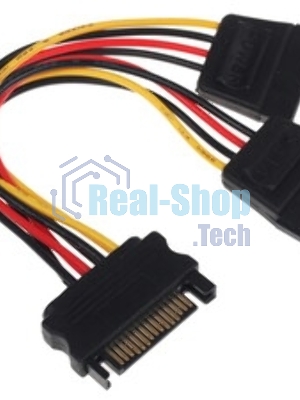 Кабель питания SATA Cablexpert CC-SATAM2F-01, 15pin (M)/2x15pin(F), на 2 SATA устр, 15 см