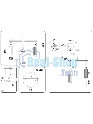 Люстра Ambrella light LH55257/7 BK/BS/CL черный/латунь/прозрачный E14*7 max 40W D640*520