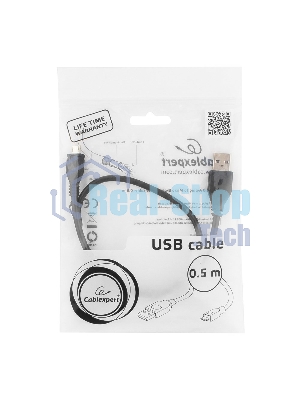 Кабель Gembird/Cablexpert USB 2.0 Pro, AM/microBM 5P, 0.5м, экран, черный, пакет