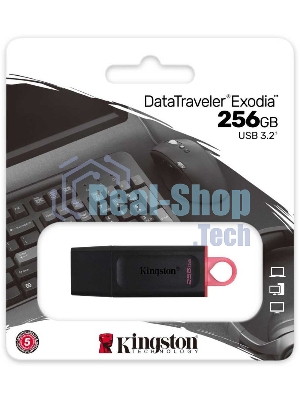 Флешка USB Kingston DataTraveler Exodia (DTX/256GB), 256Gb, USB 3.2 Gen 1, R/W 200/60, черный/розовый