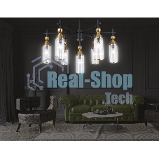 Люстра Ambrella light LH55257/7 BK/BS/CL черный/латунь/прозрачный E14*7 max 40W D640*520
