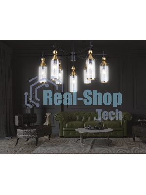 Люстра Ambrella light LH55257/7 BK/BS/CL черный/латунь/прозрачный E14*7 max 40W D640*520