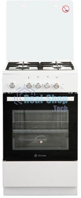 Плита газовая De Luxe 5040.42Г (КР) ЧР белый, конфорок 4 шт, духовка 46 л, 50 см x 85 см x 50 см