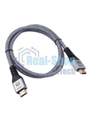 Кабель HDMI Cablexpert CCP-HDMI16K-1M, 19M/19M, v2.2, 16K, медь, тройной экран, позол.контакты, нейлон.оплетка, метал.коннекторы, 1м, серый, коробка