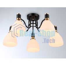 Светильник Ambrella light TR303307/5 BK/GD/FR черный/золото/белый матовый E27*5 max 60W D600*270