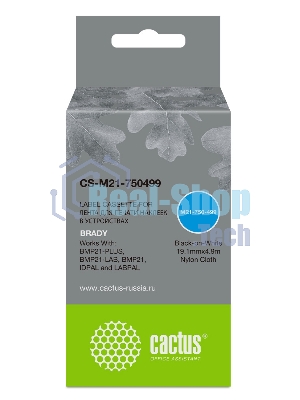 Картридж ленточный Cactus CS-M21-750499 черный шрифт, белый фон (19.1 мм, 4.9 м) для Brady BMP21-PLUS, BMP21-LAB