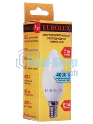 Лампа светодиодная EUROLUX LL-E-C37-7W-230-4K-E14 свеча