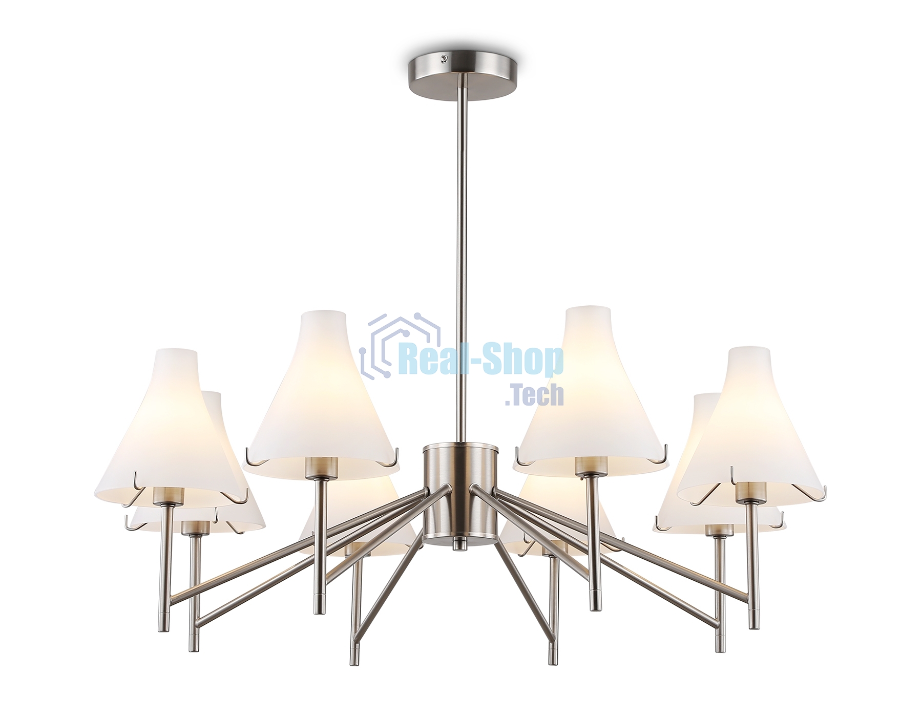 Люстра Ambrella light LH57125/8 SN/FR никель/белый матовый E14/8 max 40W D800*650