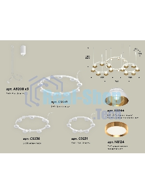 Светильник Ambrella light XR92082000/22 SWH/PYG/CL белый песок/золото желтое полированное/прозрачный GX53