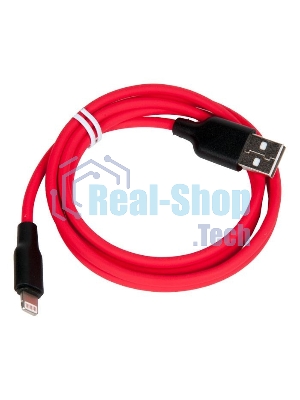 Кабель USB 2.0 HOCO X21, силиконовая оплетка, AM/Lightning M, черно-красный, 1м