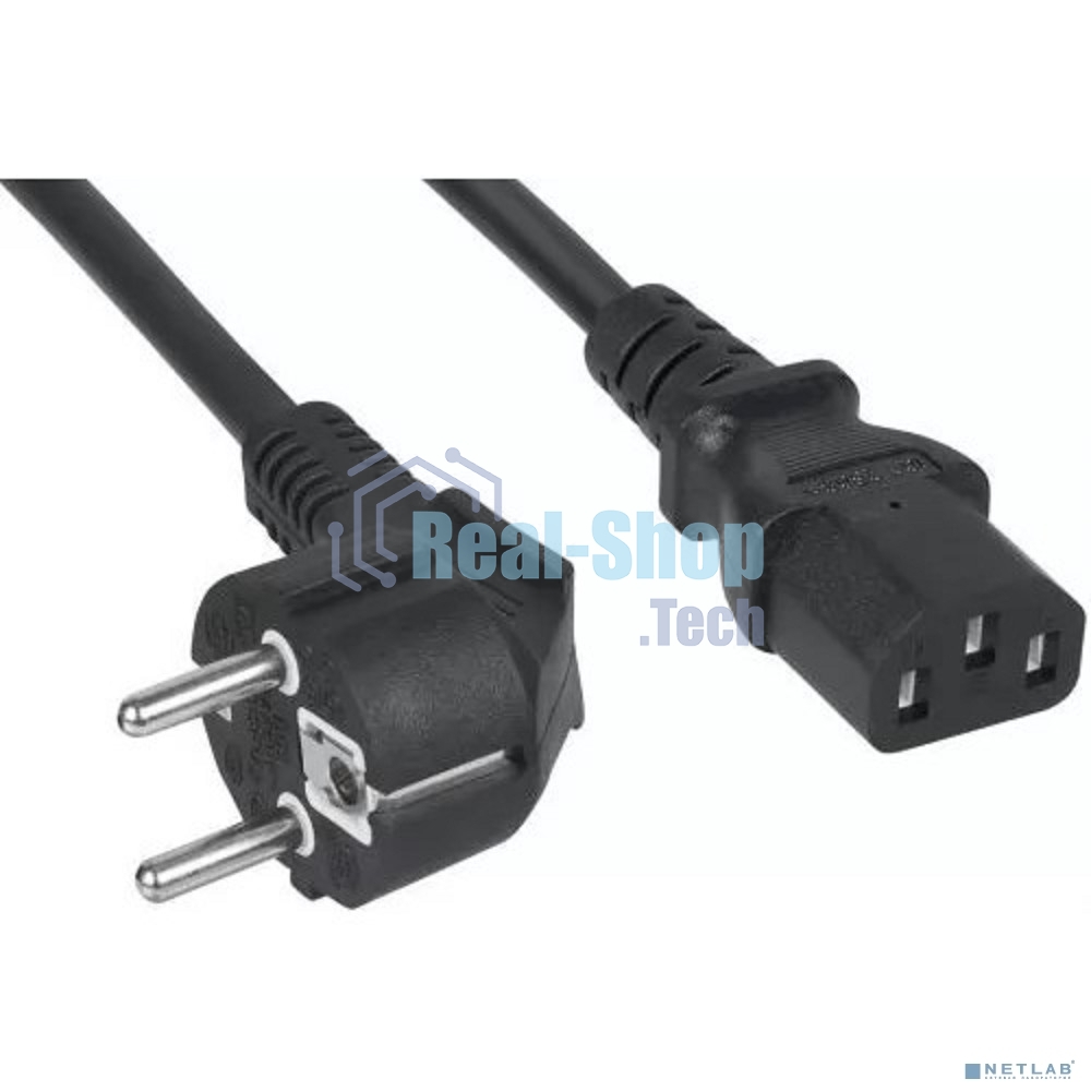 Кабель питания Filum ПВС-АП 3x1.0 CEE 7/7(Schuko) угловая - C13, 220/250В, 10А, чёрный, 1.8м