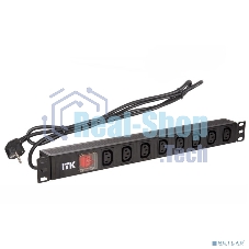 Блок ITK PH12-8C131 PDU 8 розеток C13 с LED выкл,1U, шнур 2м вилка нем.ст