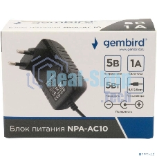 Блок питания Gembird NPA-AC10, 5В/1А, 1 штекер 5,5х2,5мм
