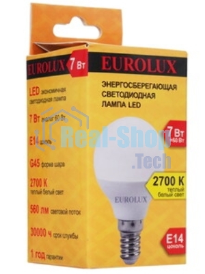 Лампа светодиодная EUROLUX LL-E-G45-7W-230-2,7K-E14