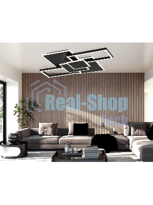 Потолочный светодиодный светильник Ambrella light FA1032/5 BK черный 95W 3000K-6400K 705*500*95 (ПДУ ИК)