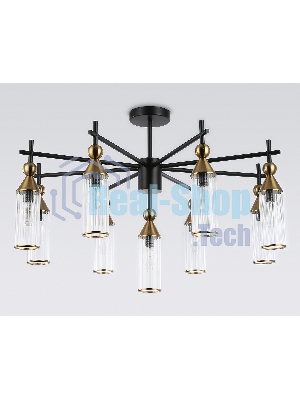 Люстра Ambrella light LH55258/9 BK/BS/CL черный/латунь/прозрачный E14*9 max 40W D770*530