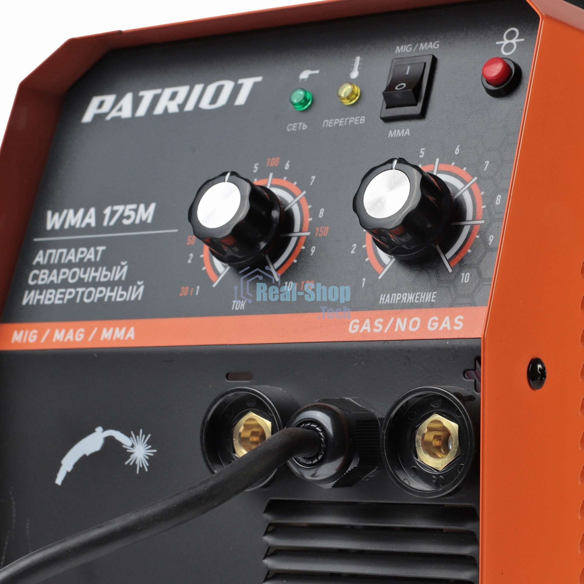 Полуавтомат сварочный инверторный PATRIOT WMA 175M MIG/MAG/MMA, полуавтоматическая сварка в среде газа (MIG/MAG) стальной и флюсовой проволокой 0.6/0.8 мм, сварка электродом (MMA) до 4мм, сварочный ток в режиме MIG: 40-170А; сварочный ток в режиме MMA: 40-170А; ПВ при макс. токе: 60%