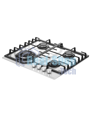 Варочная панель Kuppersberg FG 66 W газ, High-Tech, 59 см, автоматический электроподжиг, газ-контроль, форсунки под сжиженый газ, SABAF конфорки, чугунные решетки, цвет белый, цвет фурнитуры белый