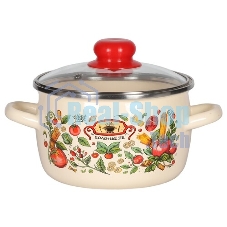 Кастрюля Appetite 1RC161S Болоньезе стеклянная крышка, эмалированная сталь, сфер. 2 л