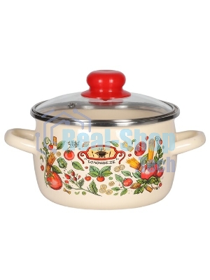 Кастрюля Appetite 1RC161S Болоньезе стеклянная крышка, эмалированная сталь, сфер. 2 л