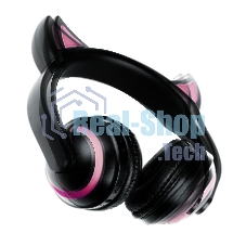 Беспроводные/проводные наушники Qumo Party Cat BT 0024 черный, накладные, Bluetooth + проводной, кошачьи ушки, до 7 ч
