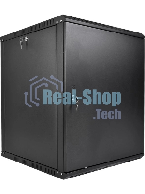Шкаф телекоммуникационный настенный разборный ЦМО ЭКОНОМ 12U (600 x 650) дверь металл, черный (ШРН-Э-12.650.1-9005)