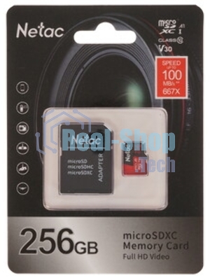 Флеш Карта MicroSD card Netac P500 Extreme Pro 256Gb, retail version w/SD adapter