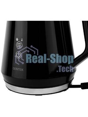 Чайник электрический Centek CT-0019, 1100 Вт, стекло, черный и серебристый