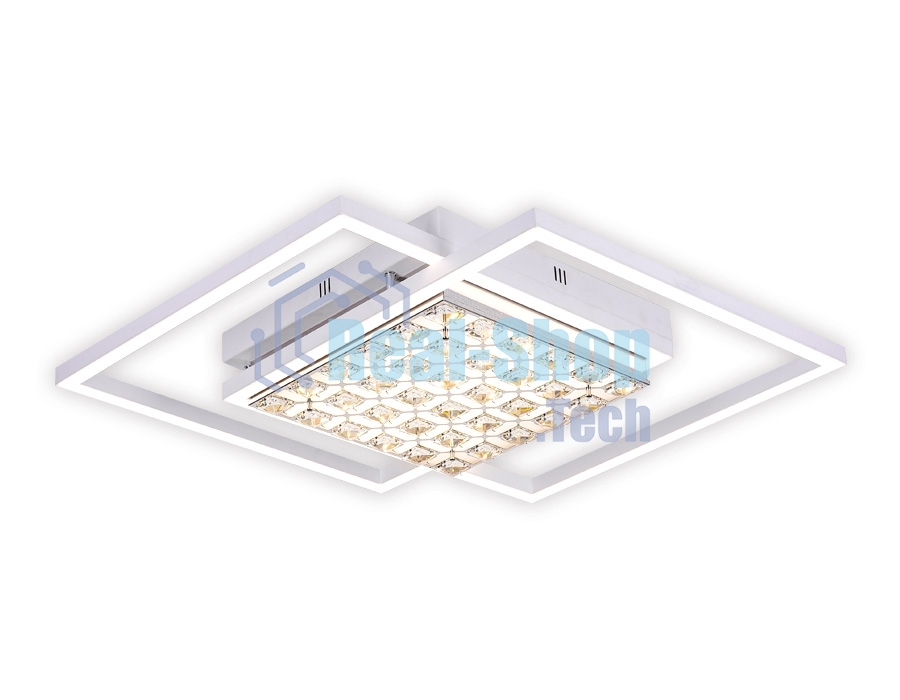 Управляемый светодиодный светильник с хрусталем Ambrella light FA112 WH белый 96W 850*660*110 (ПДУ РАДИО 2.4)