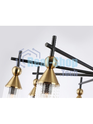 Люстра Ambrella light LH55258/9 BK/BS/CL черный/латунь/прозрачный E14*9 max 40W D770*530