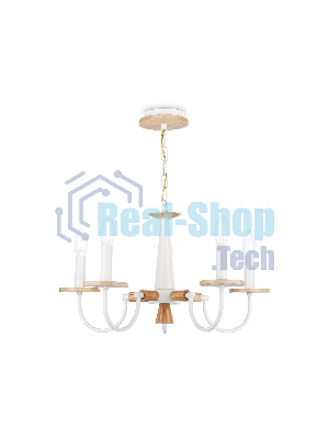 Светильник Ambrella light TR9592/5 WH/LW белый/светлое дерево E14/5 max 40W D555*660