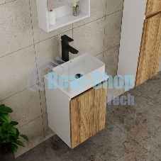 Комплект для ванной, 4 предмета (тумба Bau Dream 40 + раковина BAU 37х23, белая + смеситель Hotel Black, выпуск клик-клак, черный)