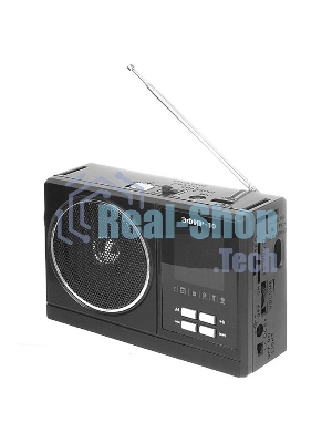 Радиоприемник Сигнал Эфир-10, черный, бат.2хR20 (не в компл.), 220V, USB, SD, micro-SD, 2 светод.фонар.