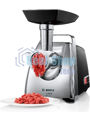 Мясорубка электрическая Bosch MFW67440 черный, 2000 Вт, 3.5 кг/мин, реверс, защита от перегрузки, насадки - 4