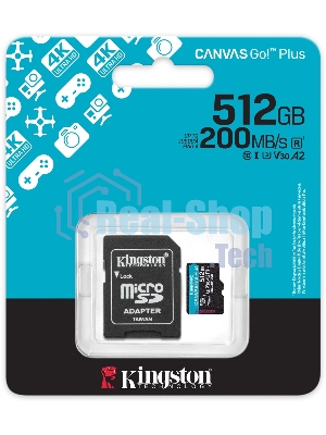 Флеш карта microSDXC 512Gb Kingston SDCG4/512Gb Canvas Go! Plus V10 A2 + adapter