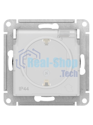 Розетка AtlasDesign Aqua 16А IP44 с заземл. защ. шторки с прозрачной крышкой быстрозажим. клем. механизм белый SE ATN440146S