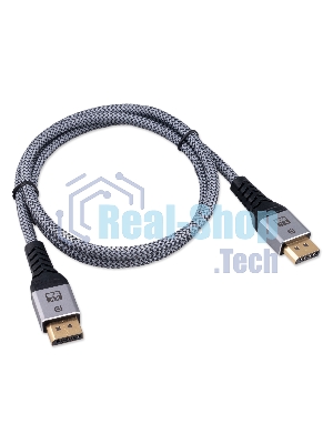 Кабель DisplayPort Cablexpert CCP-DP16K-1M, 20M/20M, v2.1, 16K, медь, тройной экран, позол.контакты, нейлон.оплетка, метал.коннекторы, 1м, черный, коробка