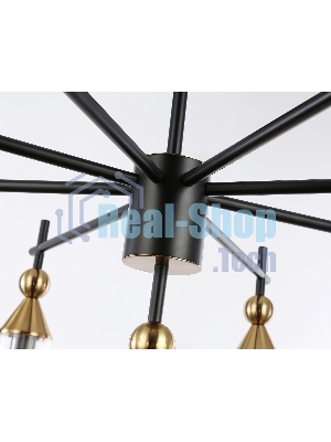 Люстра Ambrella light LH55258/9 BK/BS/CL черный/латунь/прозрачный E14*9 max 40W D770*530