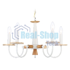 Светильник Ambrella light TR9592/5 WH/LW белый/светлое дерево E14/5 max 40W D555*660