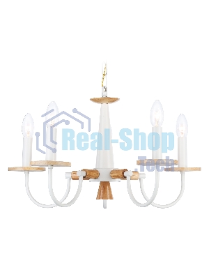 Светильник Ambrella light TR9592/5 WH/LW белый/светлое дерево E14/5 max 40W D555*660