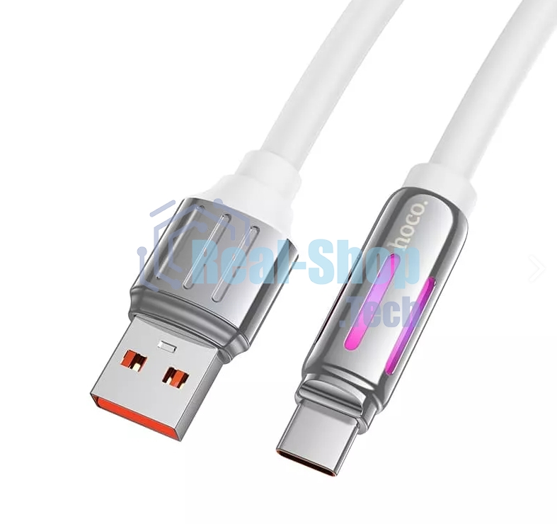 Кабель USB HOCO U136 Prize, USB - Type-C, 5А, 1.2м, белый
