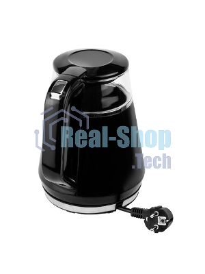Чайник электрический Centek CT-0019, 1100 Вт, стекло, черный и серебристый