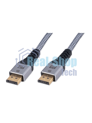 Кабель DisplayPort Cablexpert CCP-DP16K-1M, 20M/20M, v2.1, 16K, медь, тройной экран, позол.контакты, нейлон.оплетка, метал.коннекторы, 1м, черный, коробка