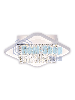 Управляемый светодиодный светильник с хрусталем Ambrella light FA124 WH белый 104W 510*510*110 (ПДУ РАДИО 2.4)