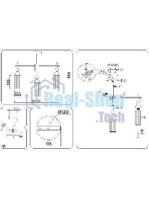 Люстра Ambrella light LH55258/9 BK/BS/CL черный/латунь/прозрачный E14*9 max 40W D770*530