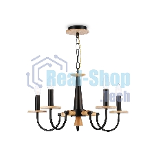 Светильник Ambrella light TR9593/5 BK/LW черный/светлое дерево E14/5 max 40W D555*660