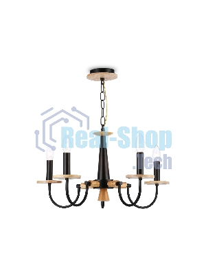 Светильник Ambrella light TR9593/5 BK/LW черный/светлое дерево E14/5 max 40W D555*660